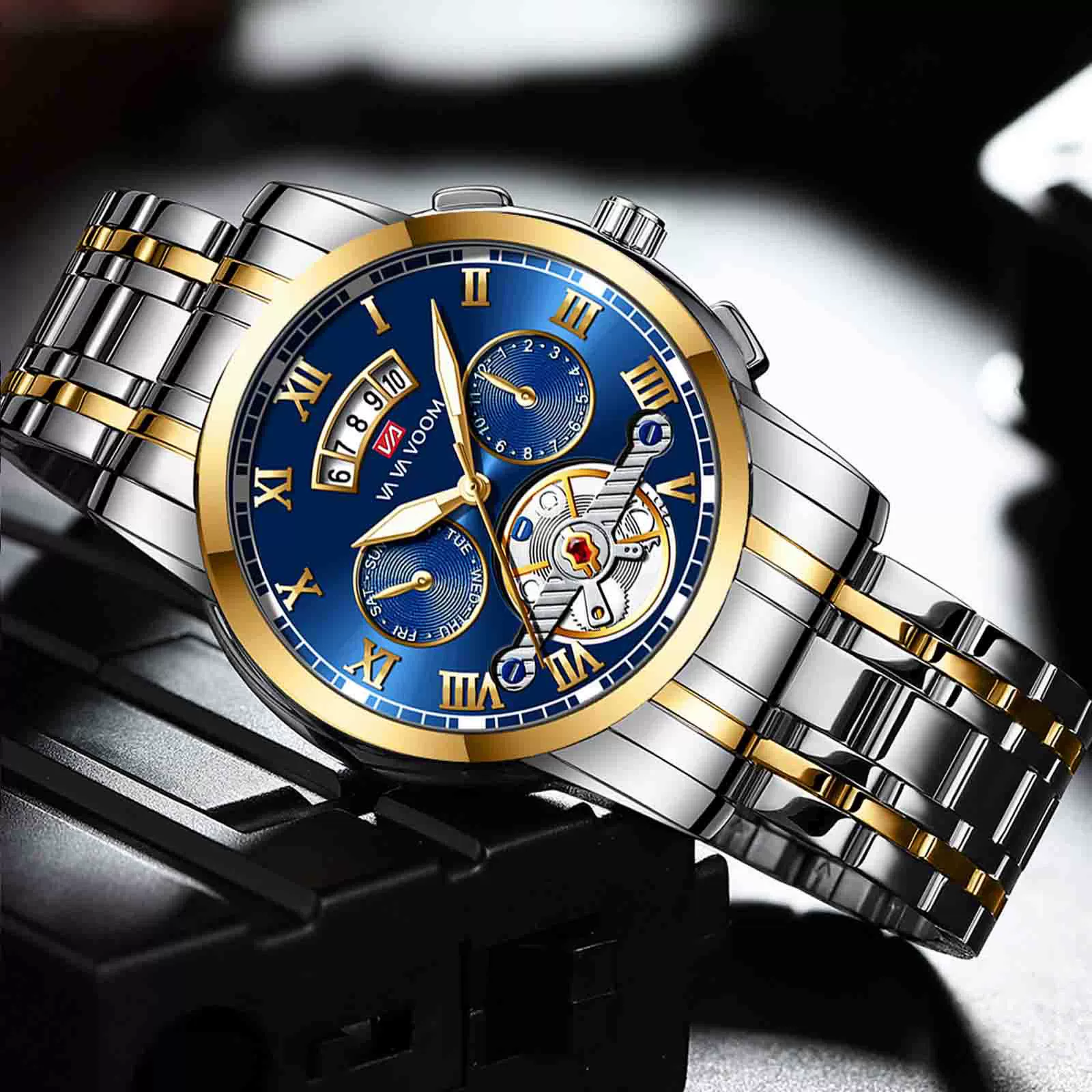 Men's Stainless Steel Business Round Dial Waterproof Quartz And Tourbillon Watch - Image 2