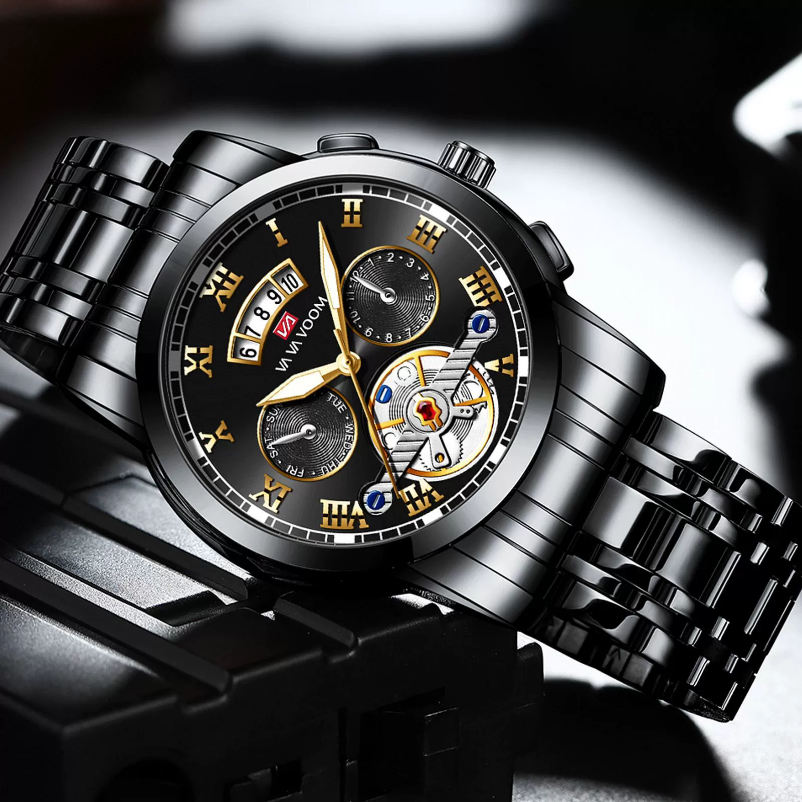 Men's Stainless Steel Business Round Dial Waterproof Quartz And Tourbillon Watch - Image 3