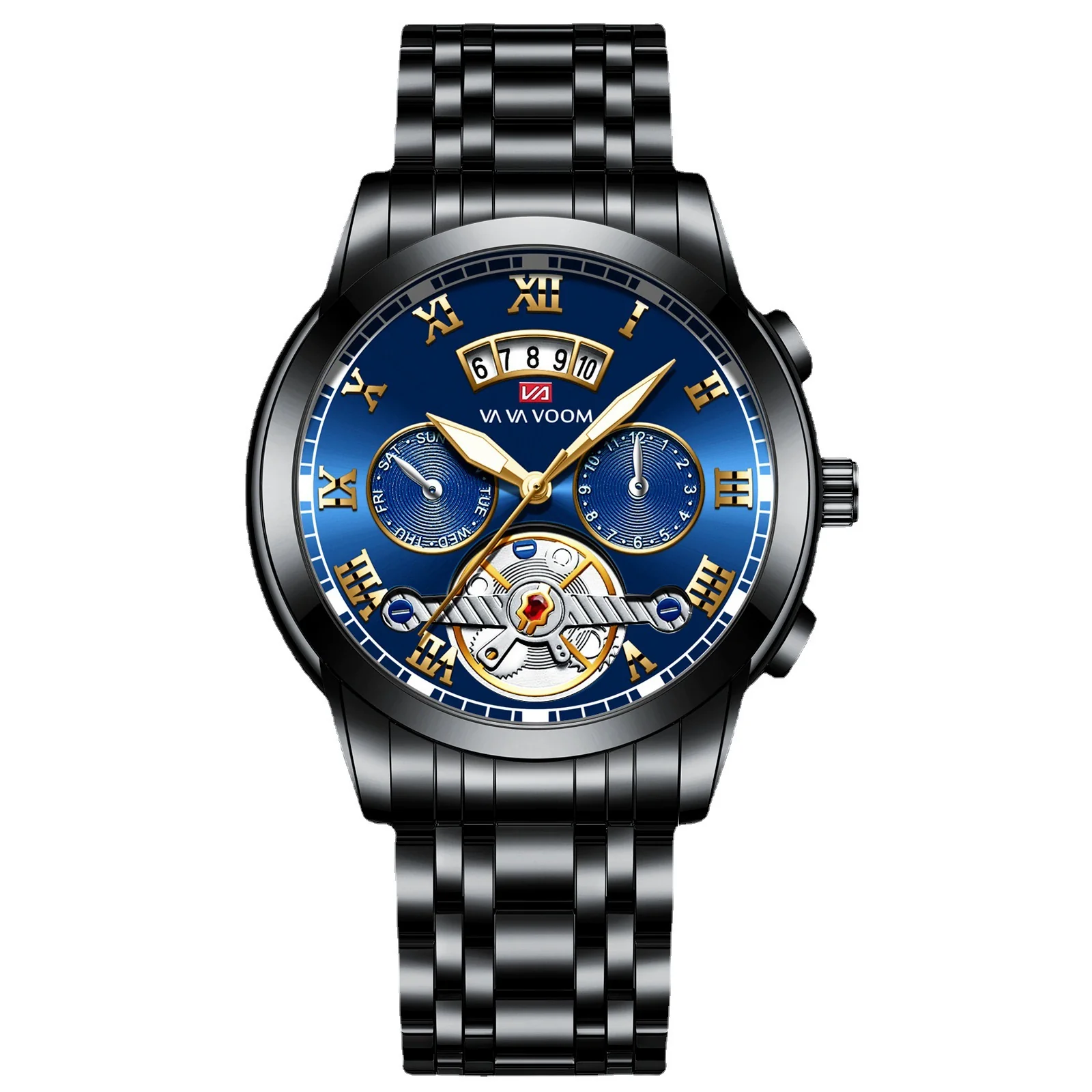 Men's Stainless Steel Business Round Dial Waterproof Quartz And Tourbillon Watch - Image 5