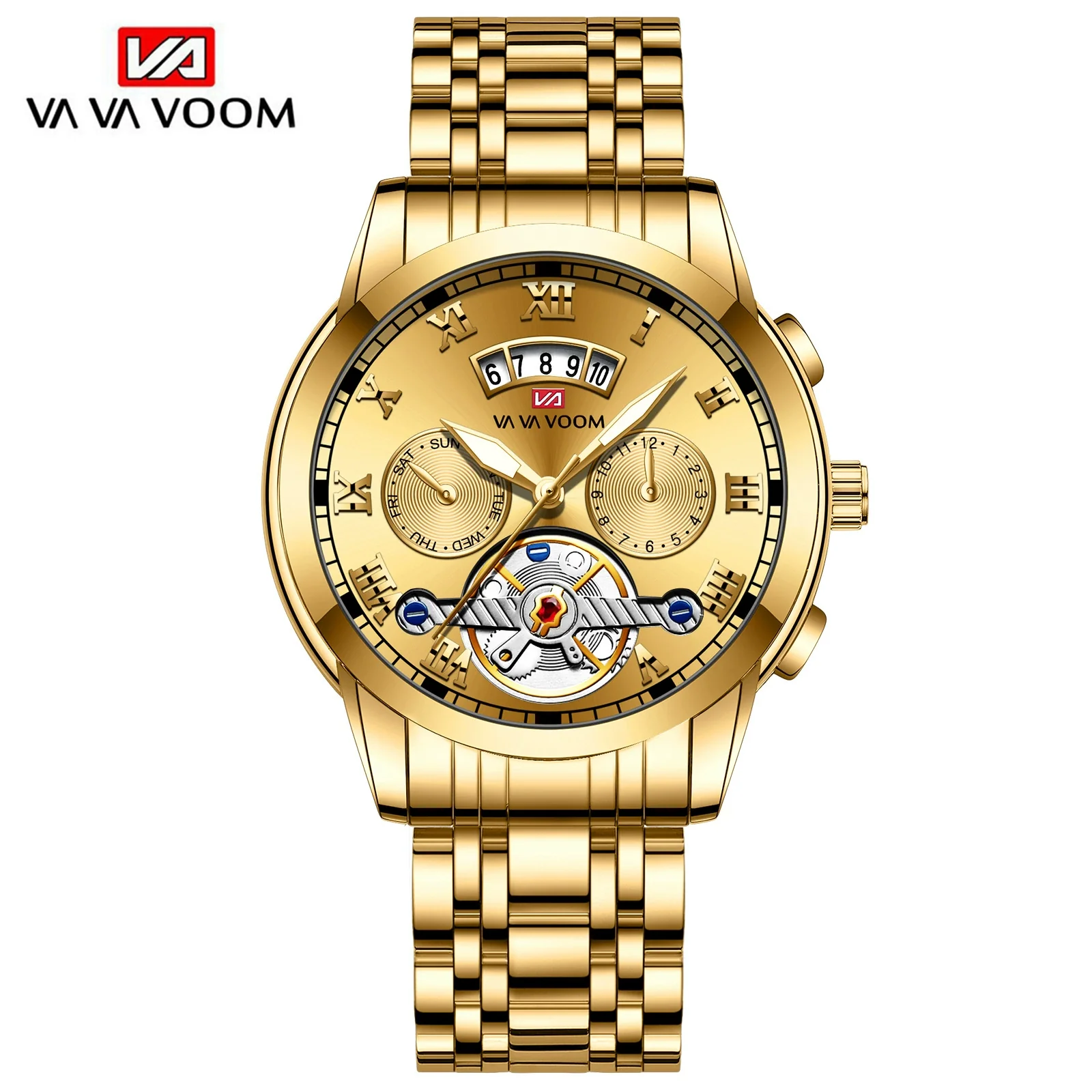 Men's Stainless Steel Business Round Dial Waterproof Quartz And Tourbillon Watch - Image 7