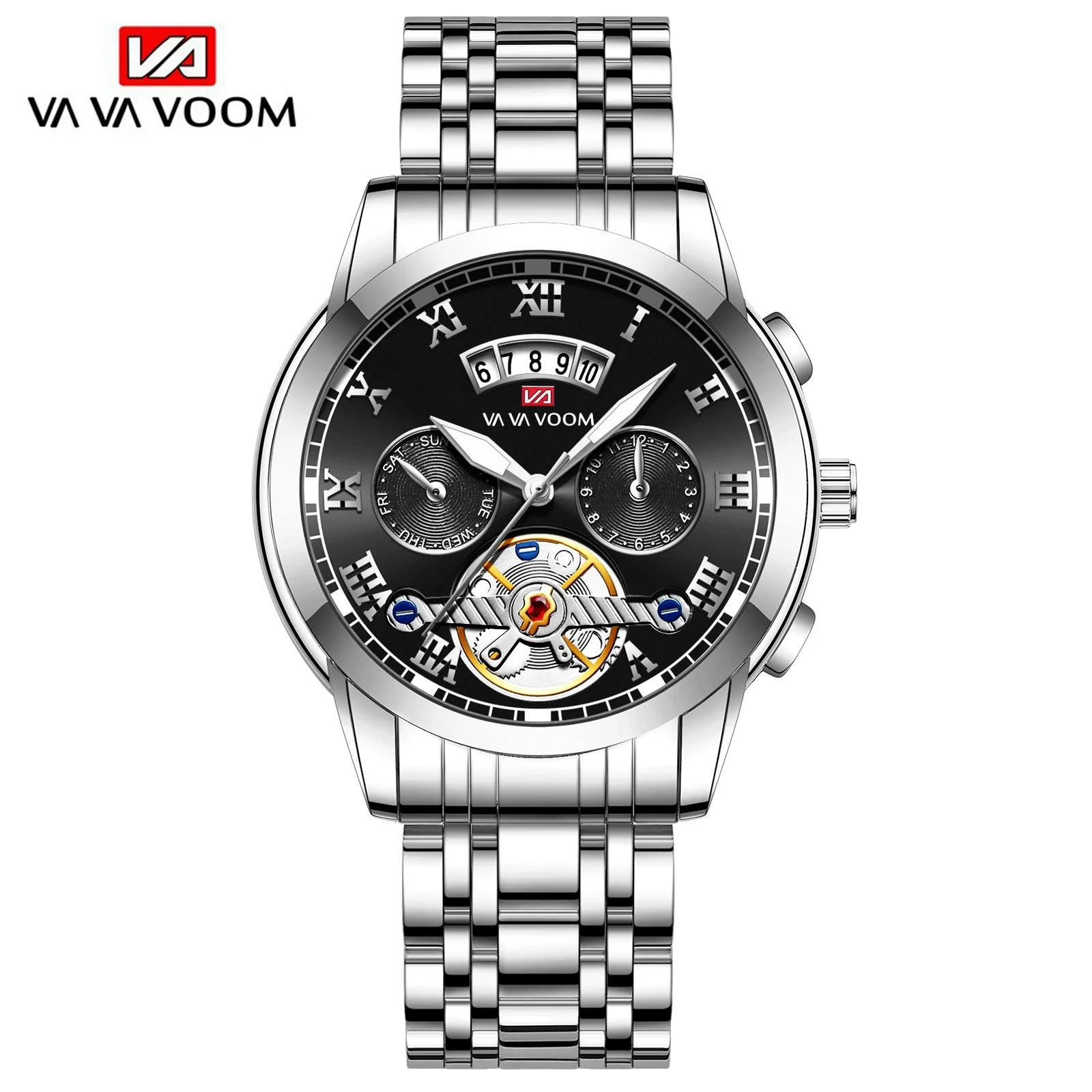 Men's Stainless Steel Business Round Dial Waterproof Quartz And Tourbillon Watch - Image 9