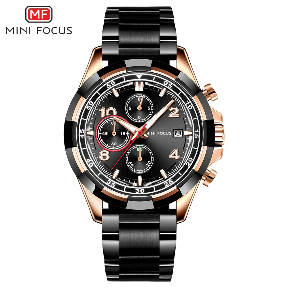 Men's Stainless Steel Casual Quartz Watch Round Dial Waterproof Mineral Reinforced Glass Mirror Bilateral Button Buckle - Image 3
