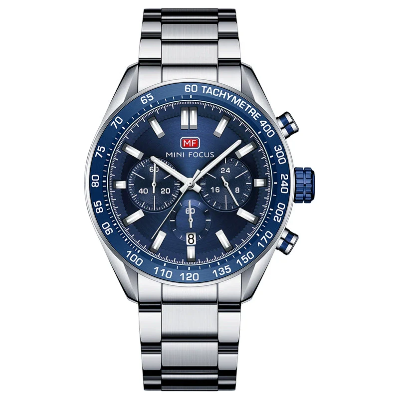 Men's Stainless Steel Casual Quartz Watch Round Dial Waterproof Mineral Reinforced Glass Mirror Bilateral Button Buckle - Image 7