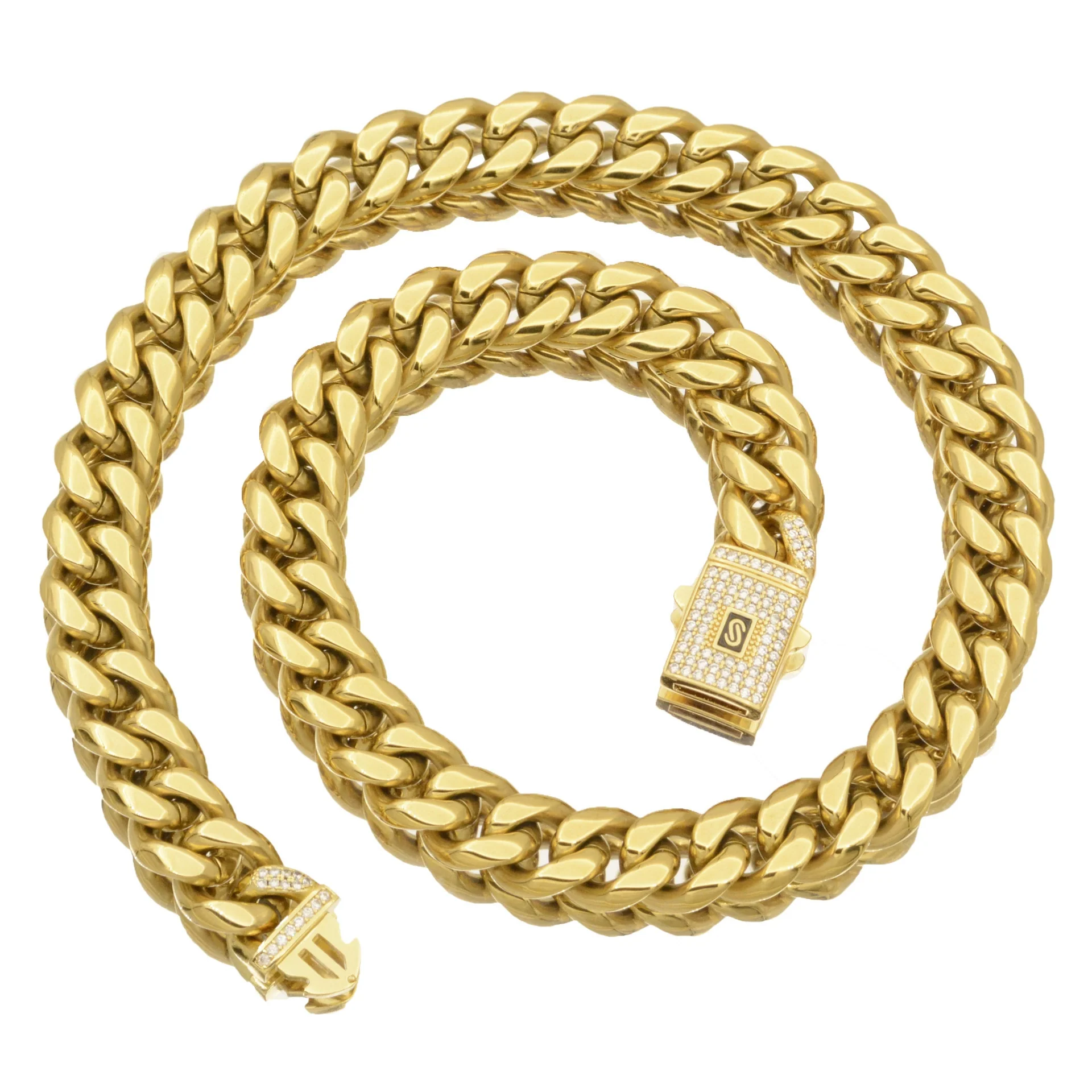 Men's Stainless Steel Cuban Chain Necklace Hiphop Jewelry With Geometric Pattern And Polishing Electroplating Treatment - Image 5