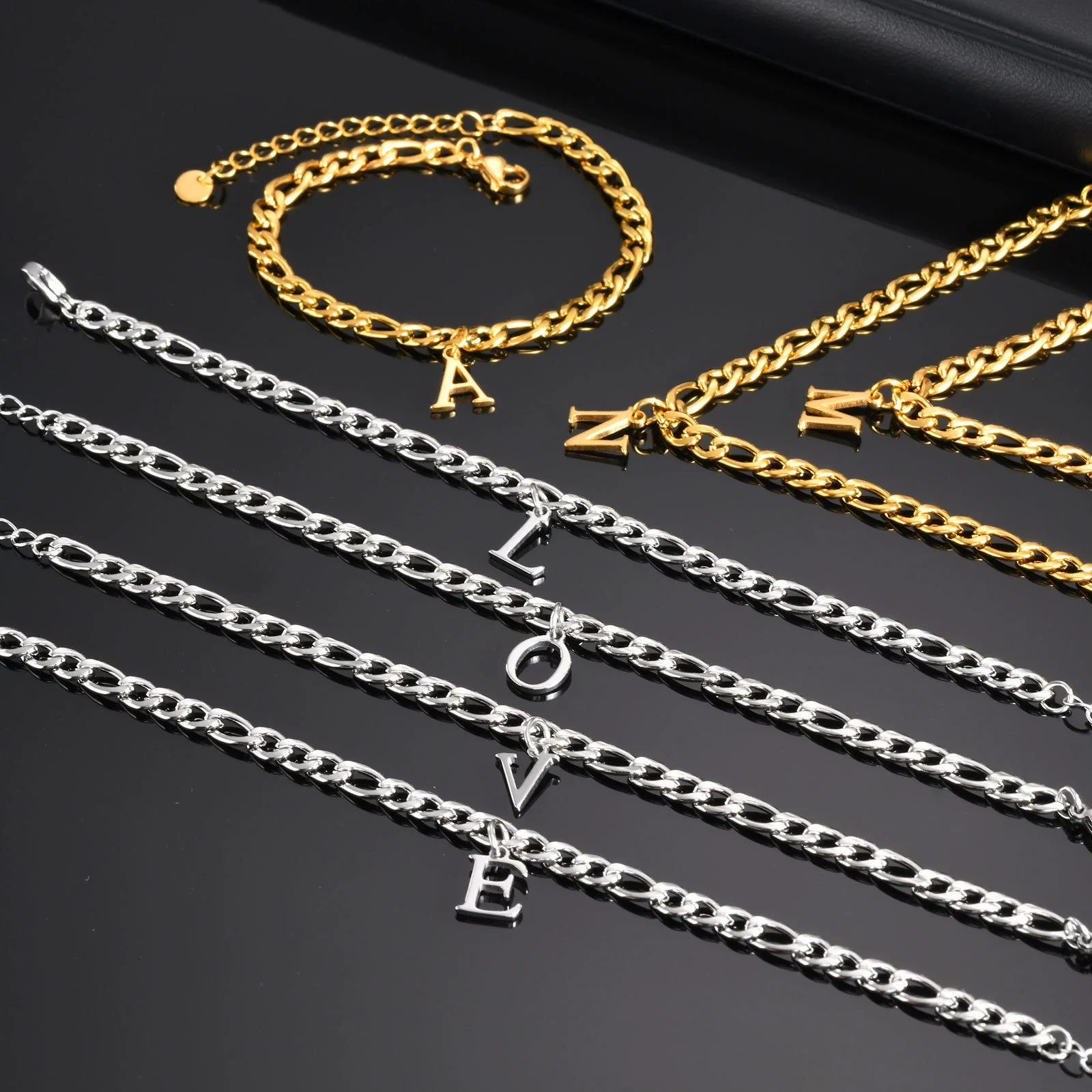 Men's Stainless Steel English Letter Bracelet With Polish Finish - Image 3