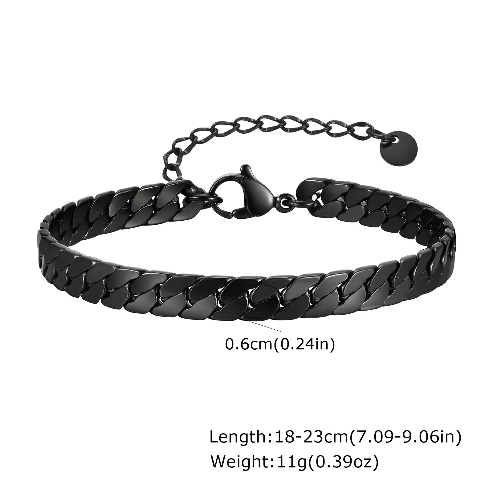 Men's Stainless Steel Flat Foursided Chain Bracelet Fashion Style - Image 6