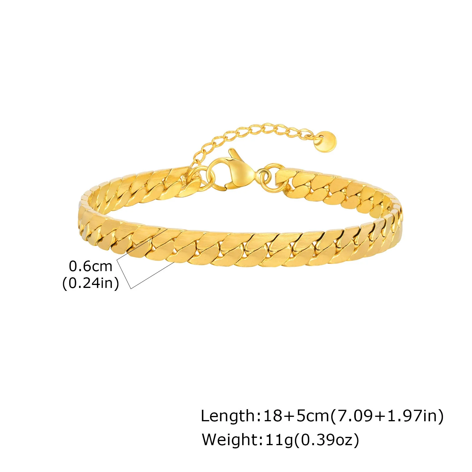 Men's Stainless Steel Flat Foursided Chain Bracelet Fashion Style - Image 7