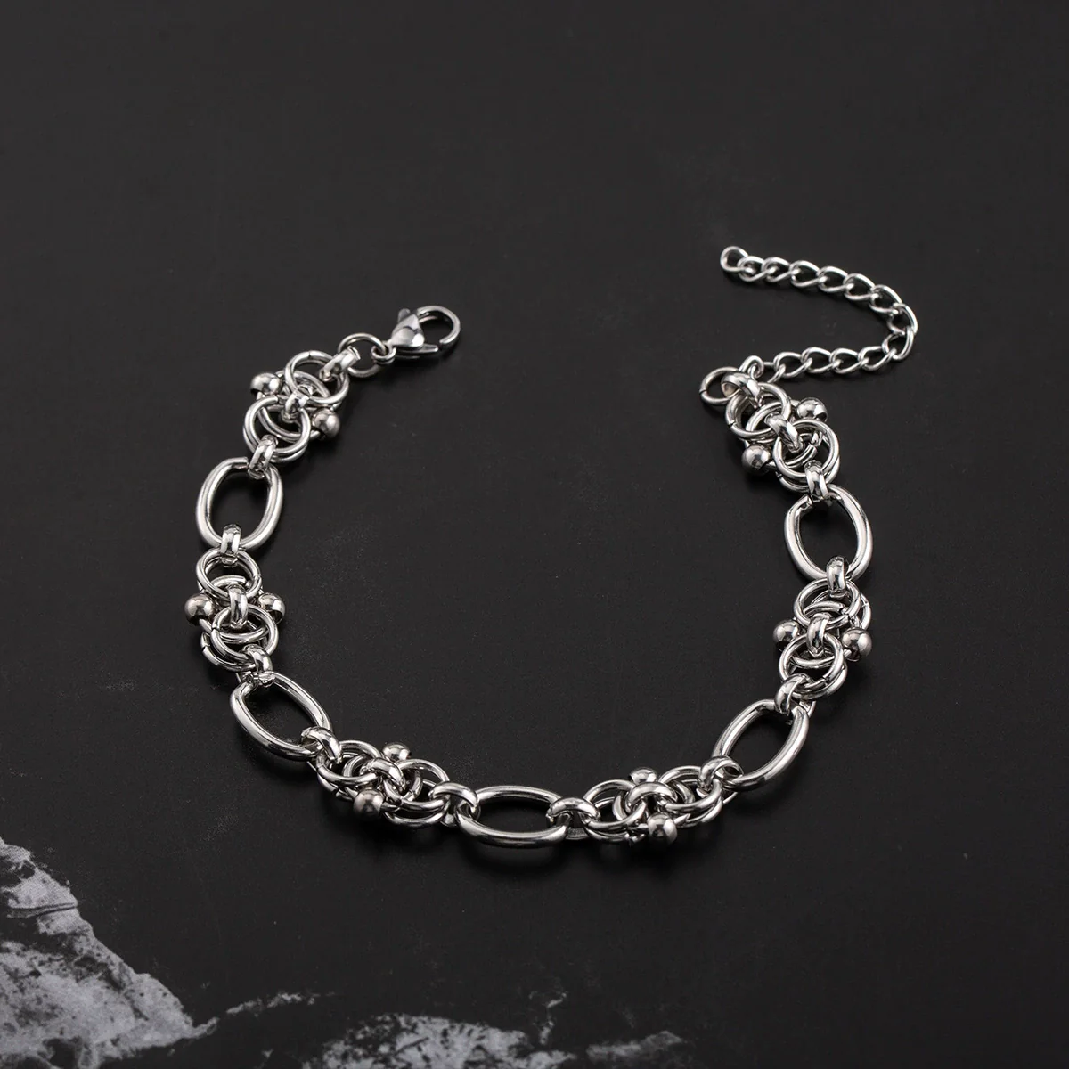 Men's Stainless Steel Geometric Hiphop Handmade Polished Chain Bracelet - Image 4