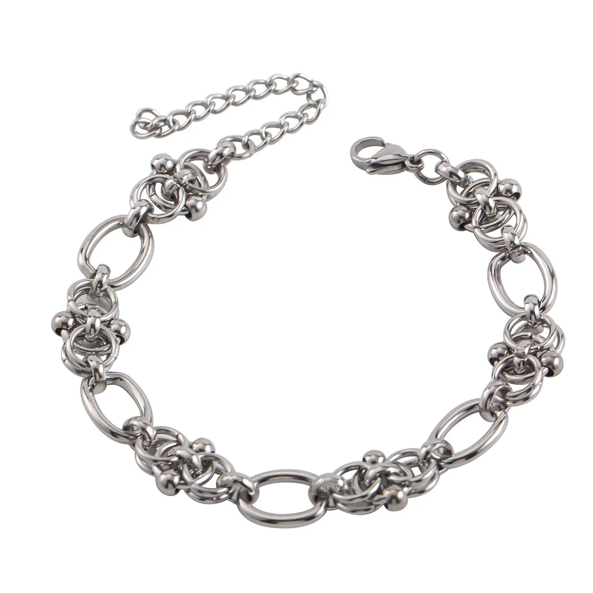 Men's Stainless Steel Geometric Hiphop Handmade Polished Chain Bracelet - Image 5