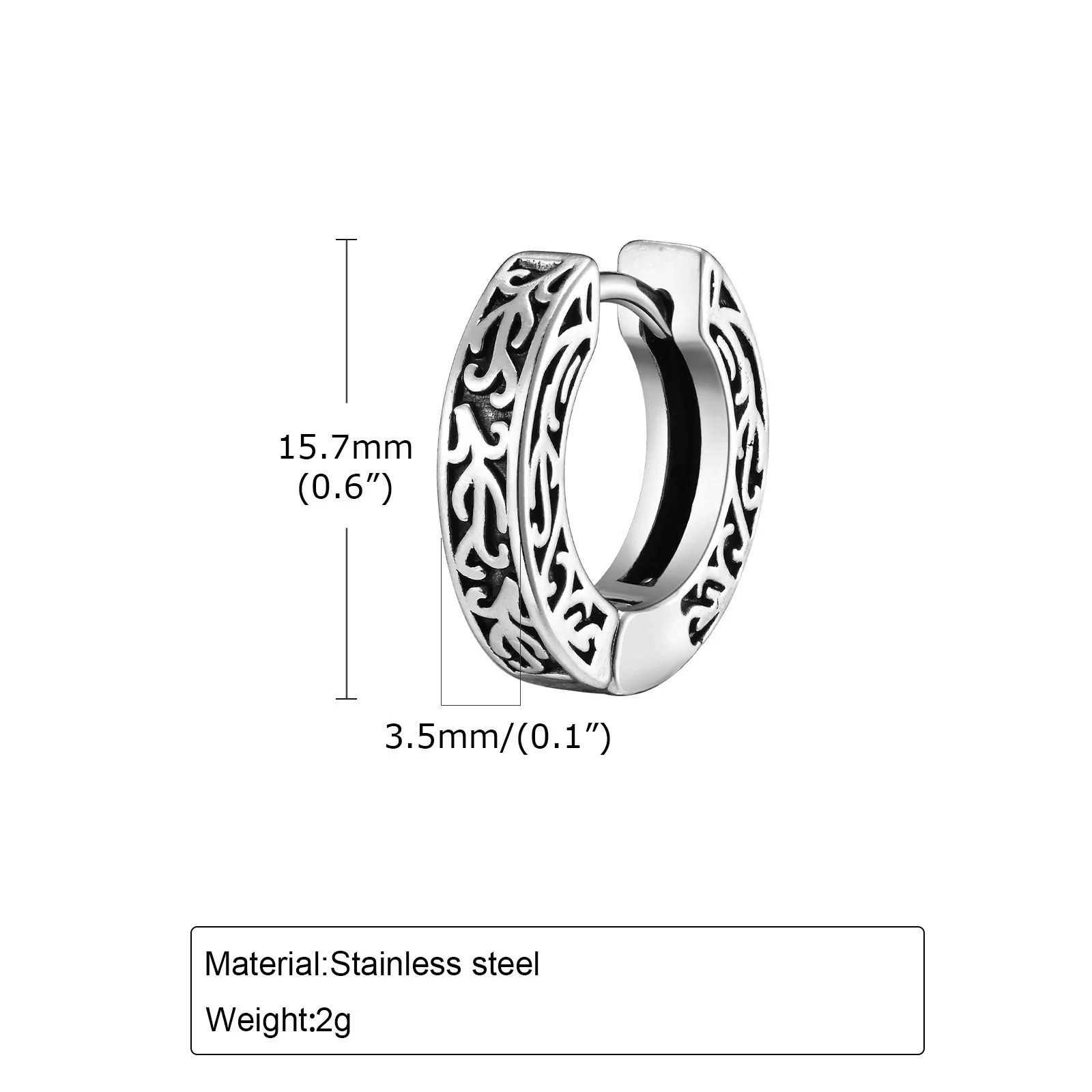 Men's Stainless Steel Geometric Retro Hiphop Electroplated Earrings - Image 6