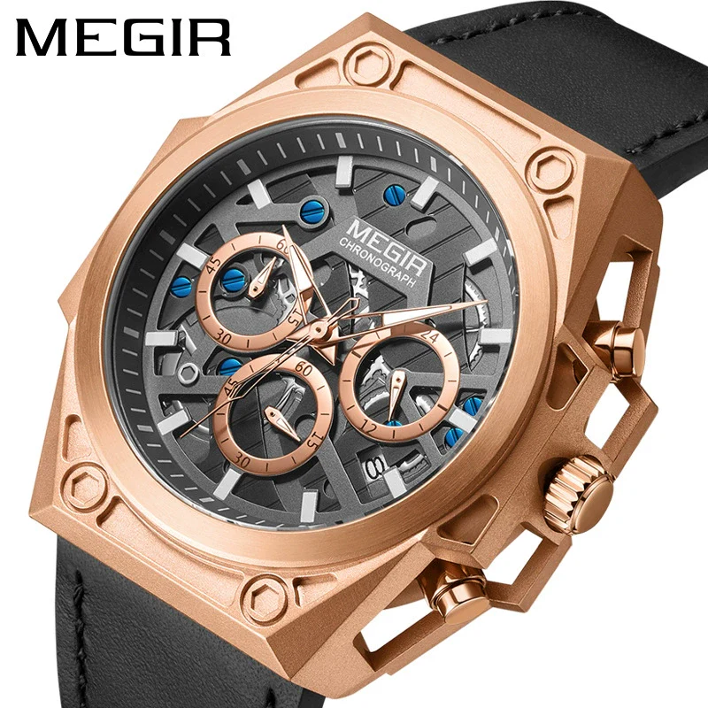 Men's Stainless Steel Multifunction Chronograph Waterproof Sports Quartz Watch With Round Dial