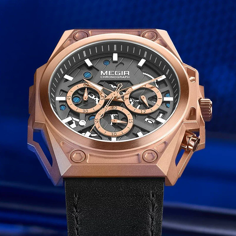 Men's Stainless Steel Multifunction Chronograph Waterproof Sports Quartz Watch With Round Dial - Image 2