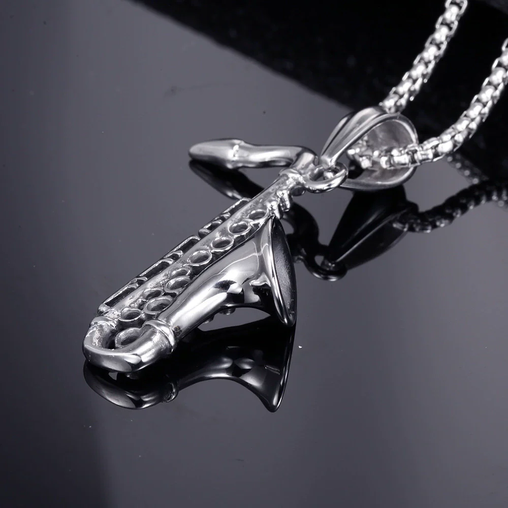 Men's Stainless Steel Punk Pendant Jewelry Casting Horn Cross Design - Image 4