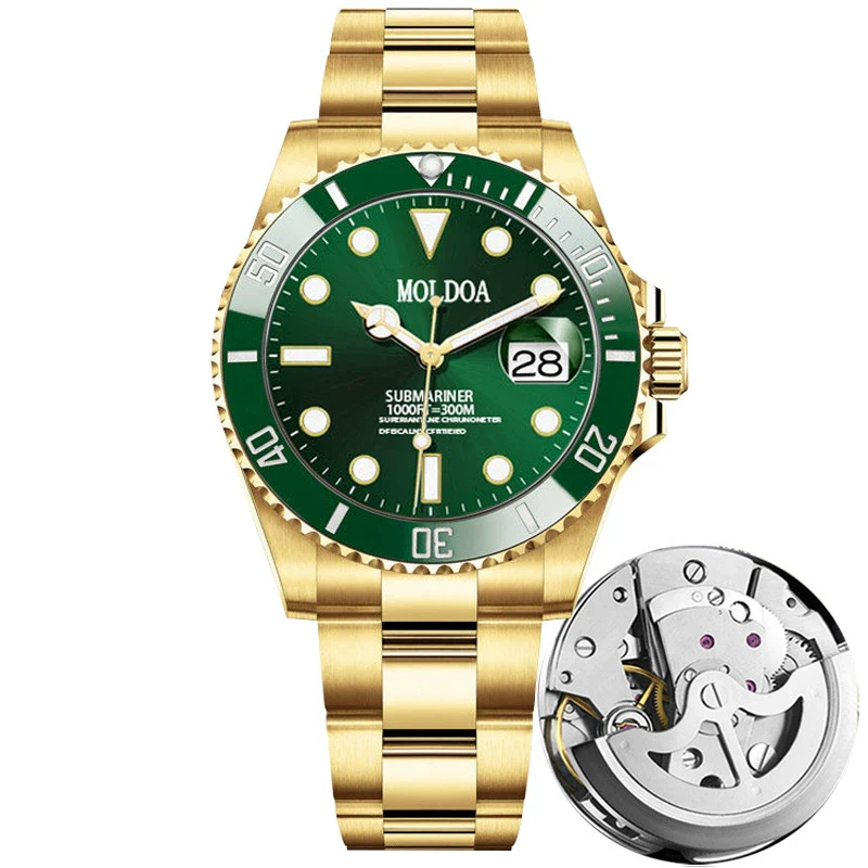 Men's Stainless Steel Round Dial Fully Automatic Movement Luminous Waterproof Watch - Image 2