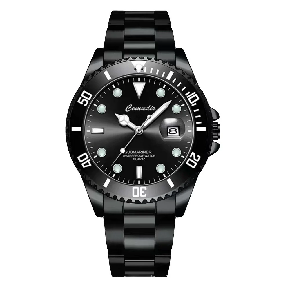 Men's Stainless Steel Waterproof Sports Wristwatch Round Dial Luminous Calendar - Image 5