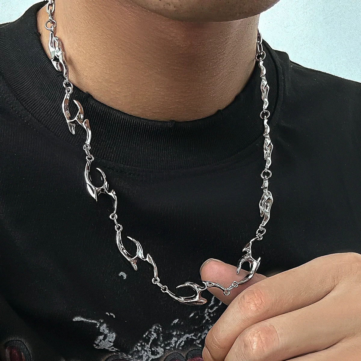 Men's Titanium Steel And Alloy Clavicle Chain Jewelry With Geometric Style