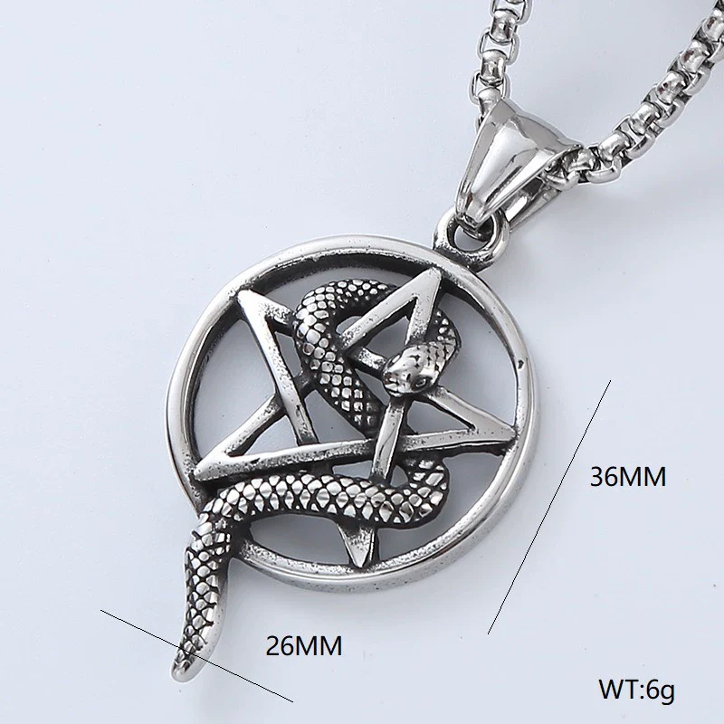 Men's Titanium Steel And Stainless Steel Retro Punk Style Geometric Tree Of Life Round Pendant Necklace Jewelry With Polishing Treatment - Image 19