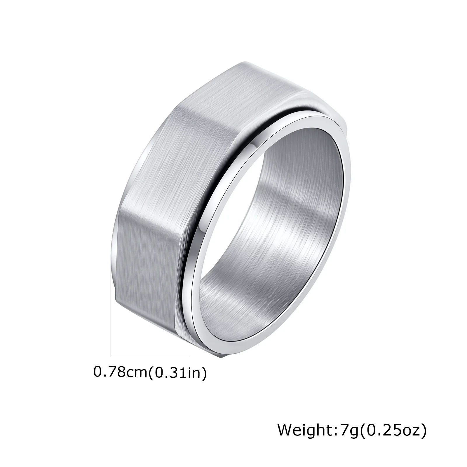 Men's Titanium Steel Geometric Octagonal Nut Rotatable Ring Brushed And Simple Style - Image 6