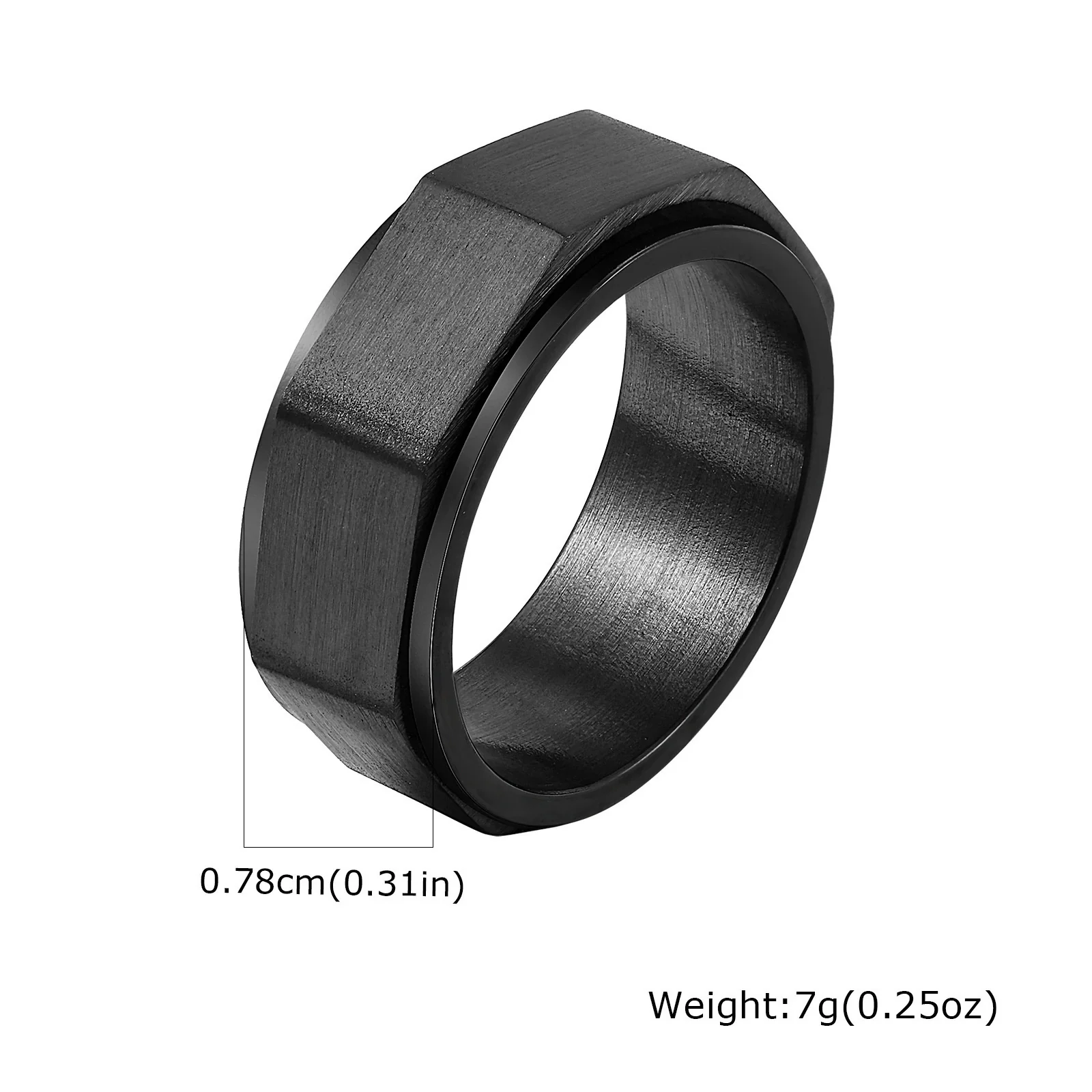 Men's Titanium Steel Geometric Octagonal Nut Rotatable Ring Brushed And Simple Style - Image 7