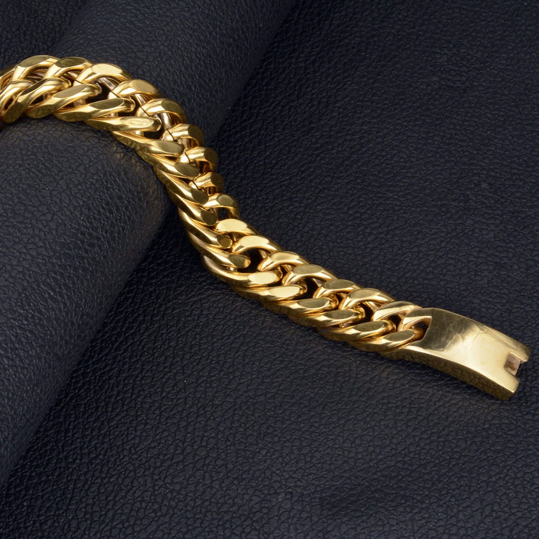 Men's Titanium Steel Geometric Style Double Woven Chain Bracelet Jewelry Polished Vacuum Plated - Image 3