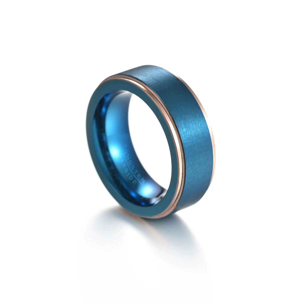 Men's Titanium Steel Ring Geometric Blue Gold Twocolor Vacuum Electroplated Brushed - Image 4