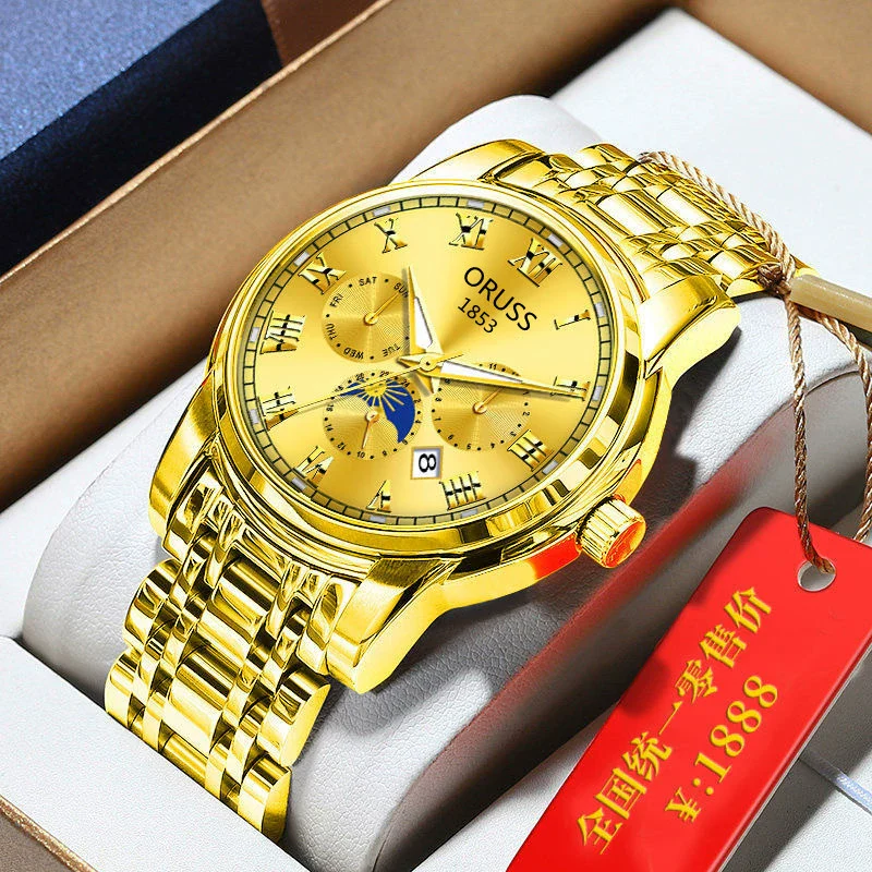 Men's Tungsten And Steel Automatic Waterproof Watch With Round Dial - Image 7