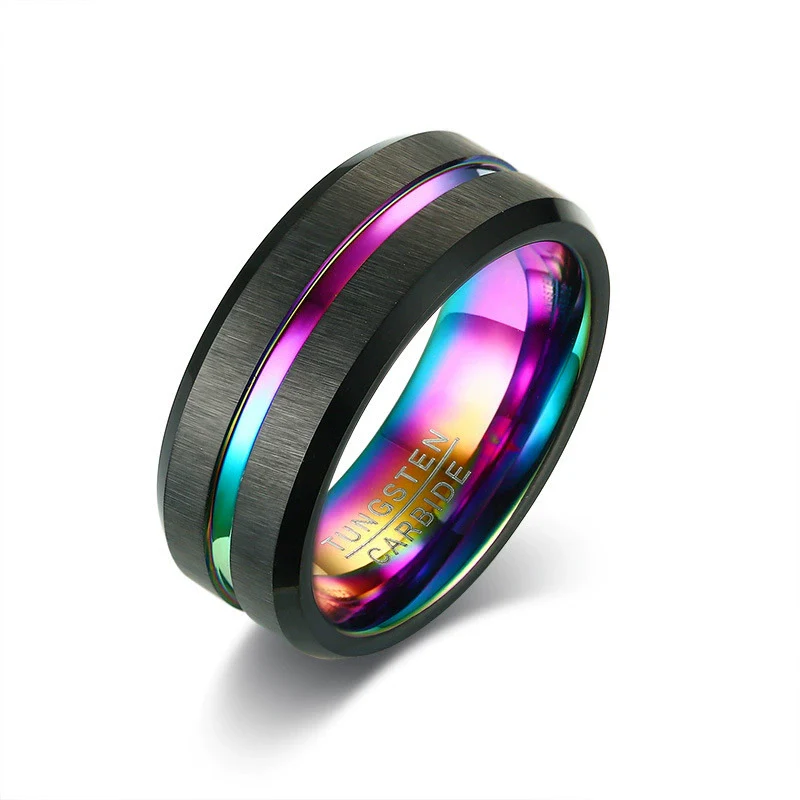Men's Tungsten Steel Open Bottle Ring Geometric Style Electroplated - Image 12