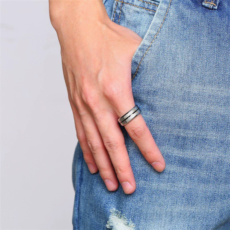 Men's Tungsten Steel Open Bottle Ring Geometric Style Electroplated - Image 4