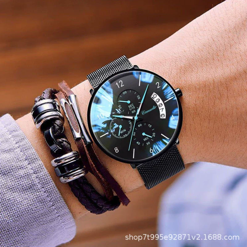 Men's Ultrathin Automatic Mechanical And Quartz Watch Alloy Case Stainless Steel Strap Round Dial Mineral Strengthened Glass Mirror Printed Logo Luminous Waterproof - Image 3