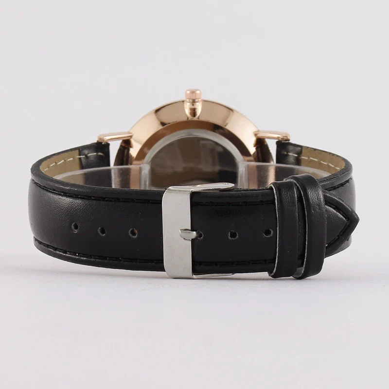 Men's Ultrathin Simple Quartz Watch With Imitation Leather Strap And Stainless Steel Clasp In Round Shape - Image 4