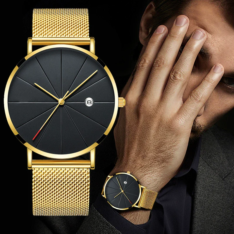 Men's Ultrathin Trendy Quartz Watch Alloy Case Imitation Leather Strap Stainless Steel Clasp Round Dial Leisure Style - Image 2