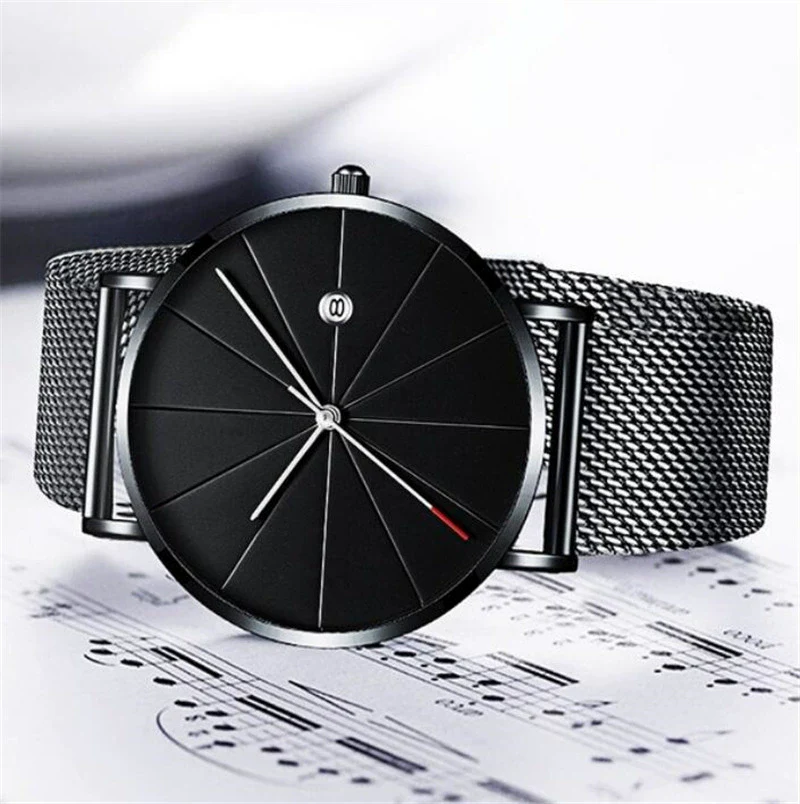 Men's Ultrathin Trendy Quartz Watch Alloy Case Imitation Leather Strap Stainless Steel Clasp Round Dial Leisure Style - Image 4
