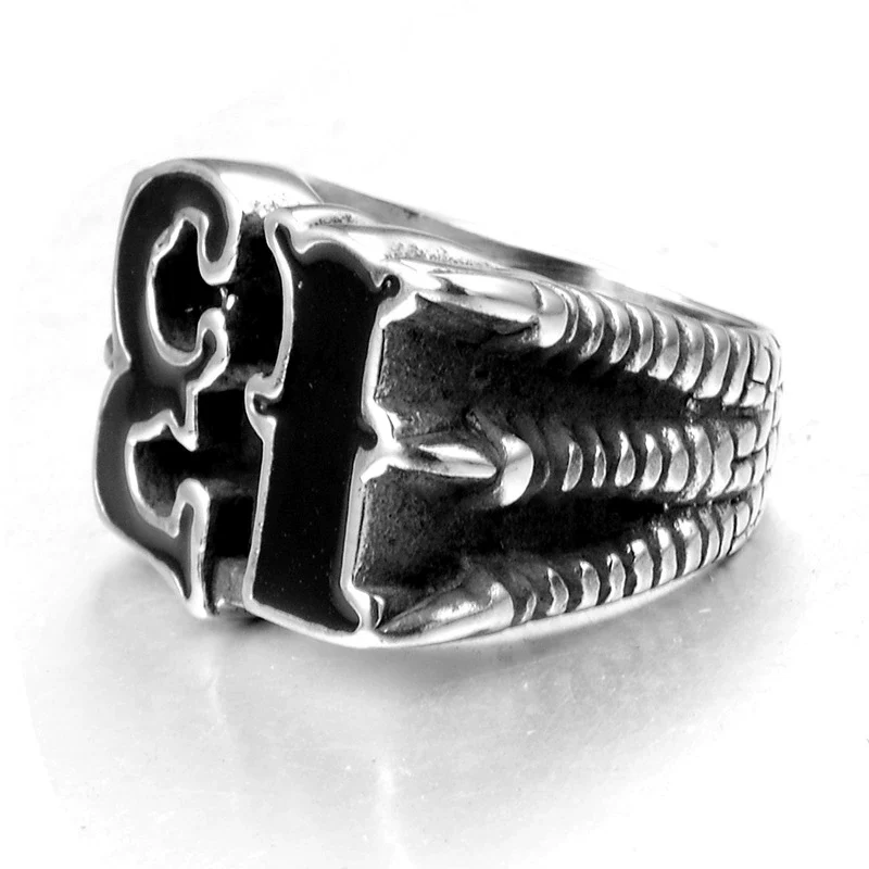 Men's Vintage Stainless Steel And Titanium Steel Ring With Polish Design - Image 4