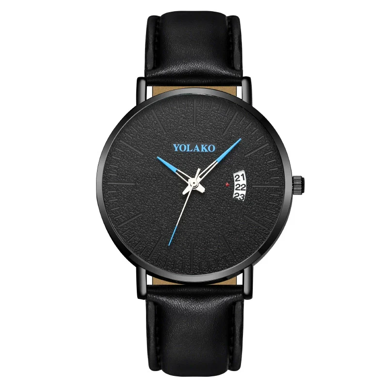 Men's Watch Alloy Case Leather Strap Fashion Round Dial