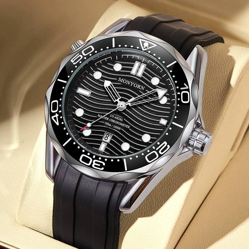 Men's Watch Alloy Case Silicone Strap Round Dial Fashion Seahorse Design