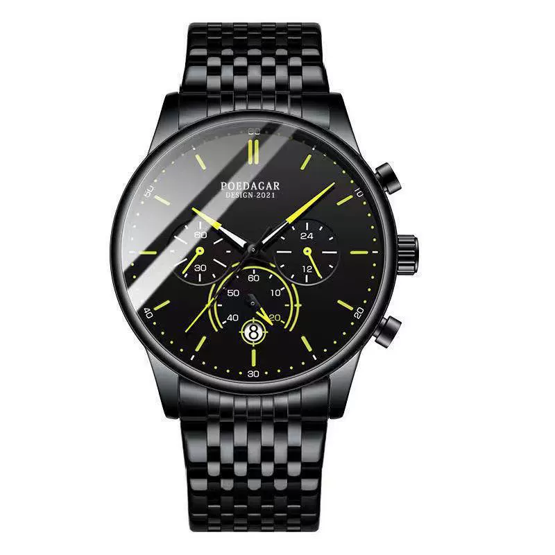 Men's Watch Alloy Stainless Steel Sapphire Crystal Glass Mirror Round Waterproof Luminous Multifunctional Quartz Leisure - Image 4