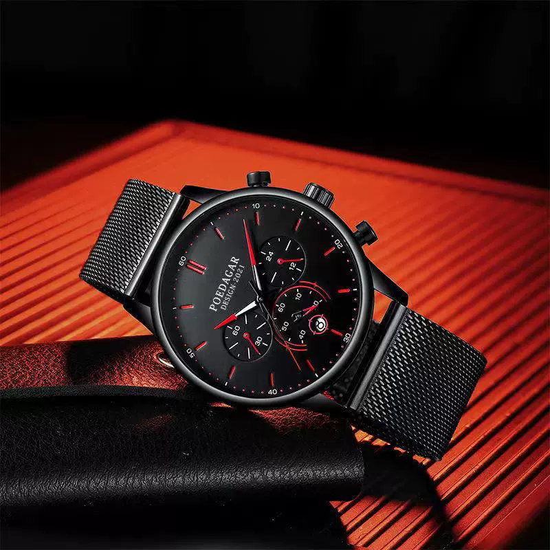 Men's Watch Alloy Stainless Steel Sapphire Crystal Glass Mirror Round Waterproof Luminous Multifunctional Quartz Leisure - Image 7