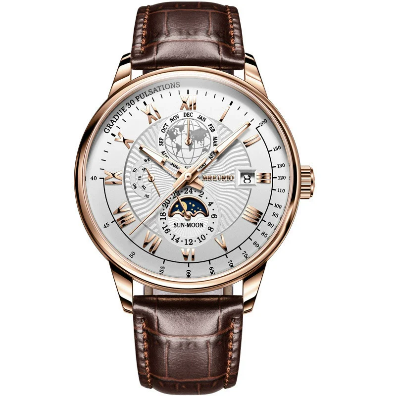 Men's Watch And Belt Set Alloy Case Imitation Leather Strap Round Dial Business Style - Image 5