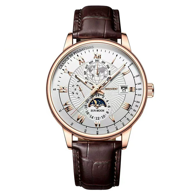 Men's Watch And Belt Set Alloy Case Imitation Leather Strap Round Dial Business Style - Image 6