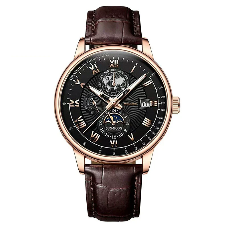 Men's Watch And Belt Set Alloy Case Imitation Leather Strap Round Dial Business Style - Image 7