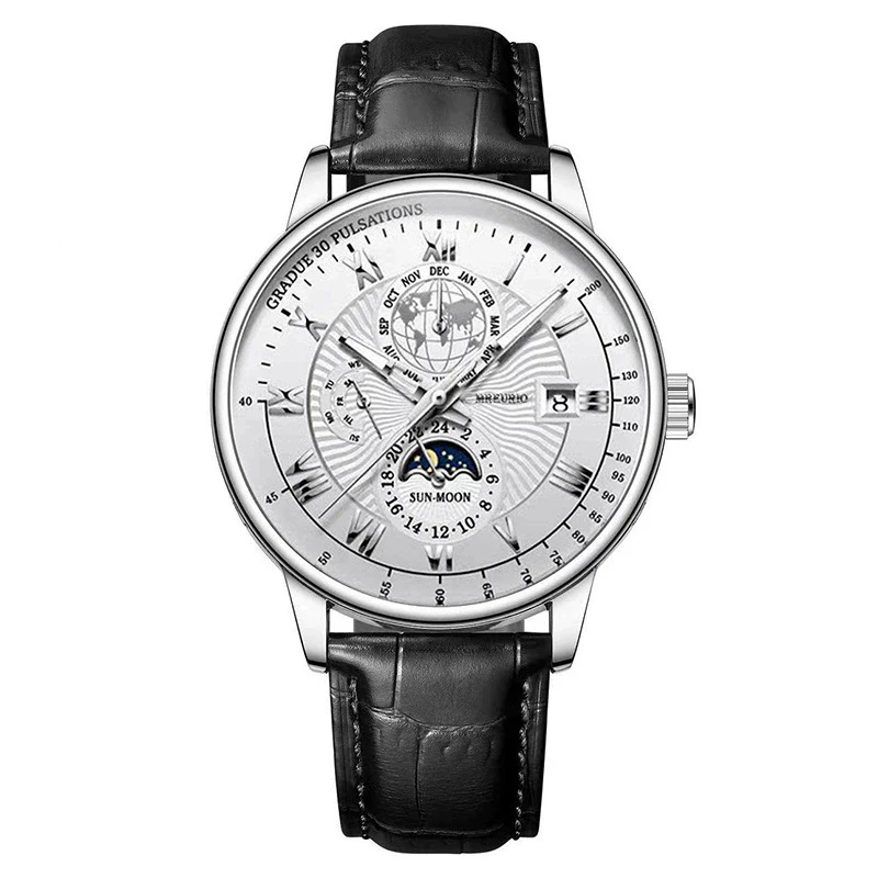 Men's Watch And Belt Set Alloy Case Imitation Leather Strap Round Dial Business Style - Image 8