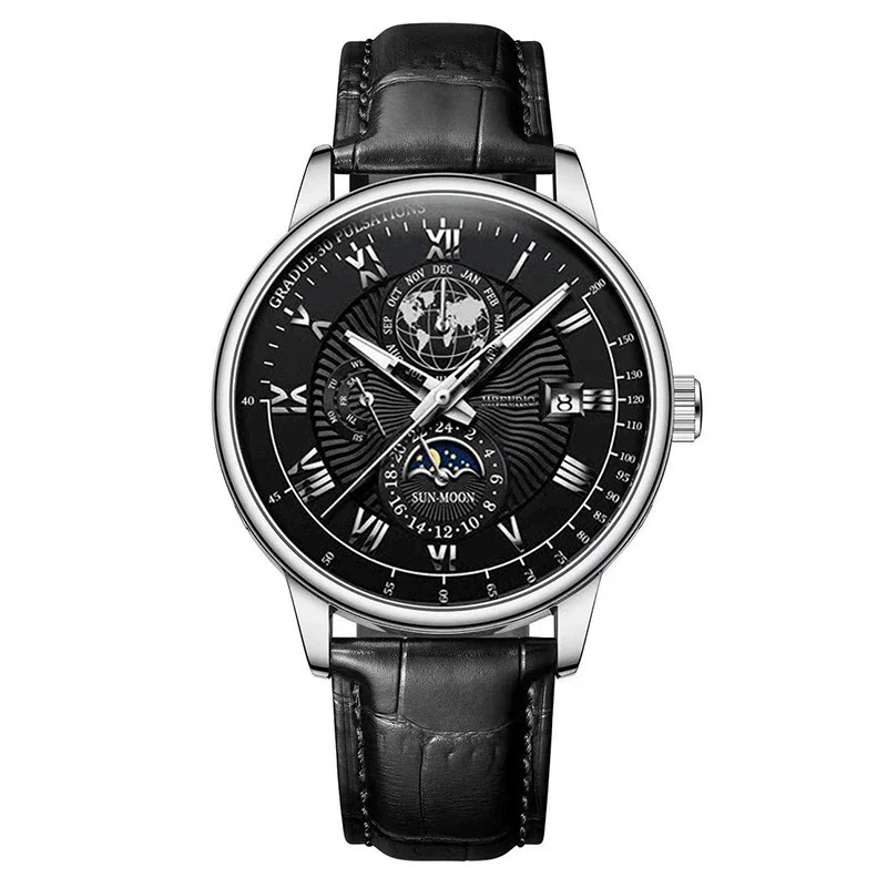 Men's Watch And Belt Set Alloy Case Imitation Leather Strap Round Dial Business Style - Image 9