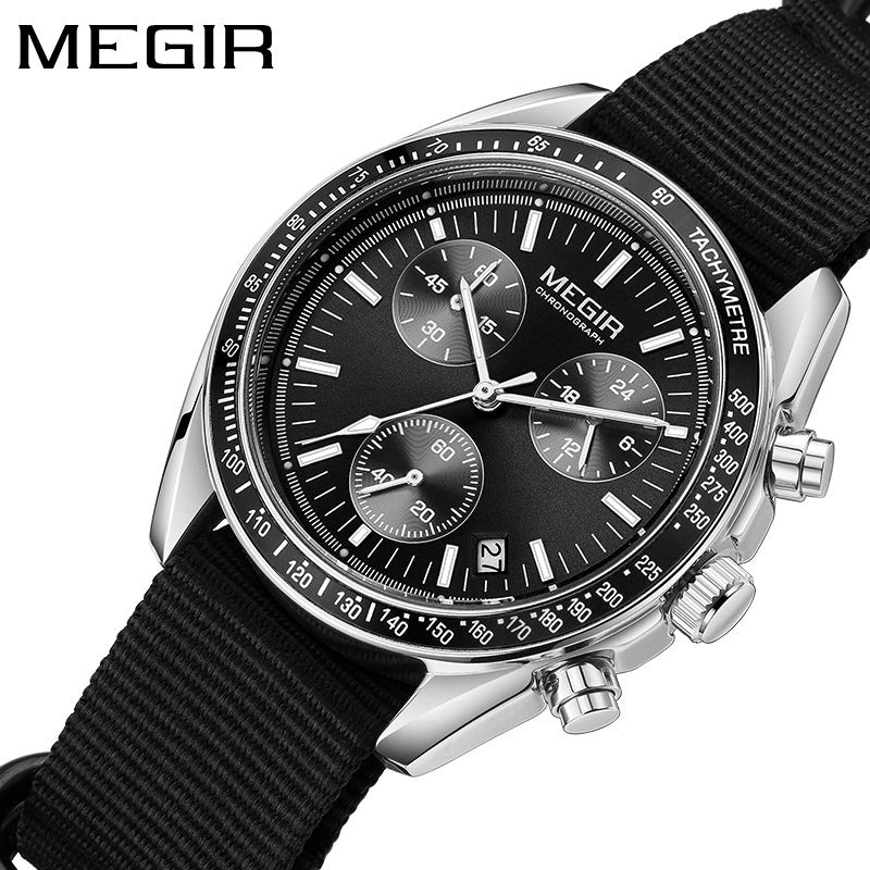 Men's Watch Casual Style Round Dial Alloy Case Stainless Steel Buckle Textile Strap - Image 3