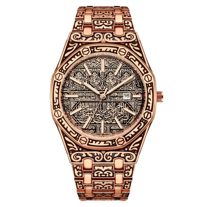 Men's Watch Metal Mineral Strengthened Glass Mirror Octagonal Round Luminous Leisure Style - Image 3
