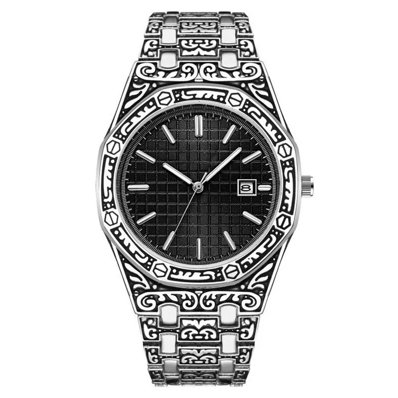 Men's Watch Metal Mineral Strengthened Glass Mirror Octagonal Round Luminous Leisure Style - Image 9
