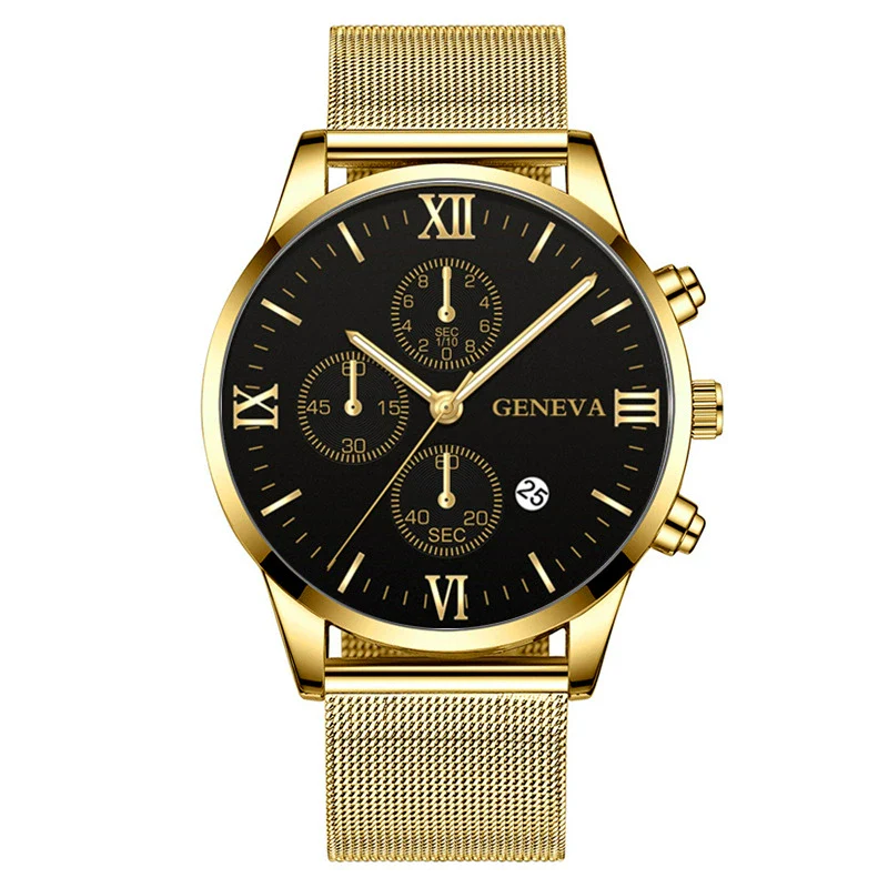 Men's Watch Stainless Steel Metal Milan Belt Mesh Belt Roman Pattern Round Dial Leisure Style - Image 11