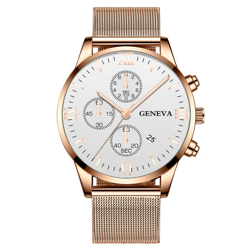 Men's Watch Stainless Steel Metal Milan Belt Mesh Belt Roman Pattern Round Dial Leisure Style - Image 12