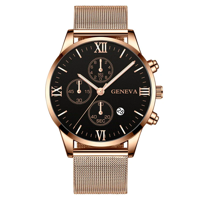 Men's Watch Stainless Steel Metal Milan Belt Mesh Belt Roman Pattern Round Dial Leisure Style - Image 13