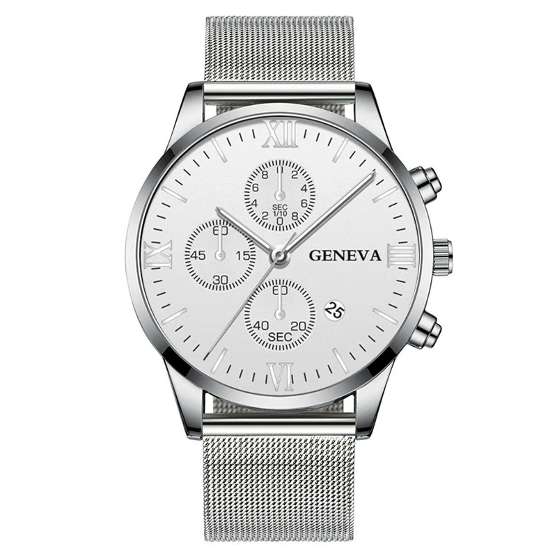 Men's Watch Stainless Steel Metal Milan Belt Mesh Belt Roman Pattern Round Dial Leisure Style - Image 14