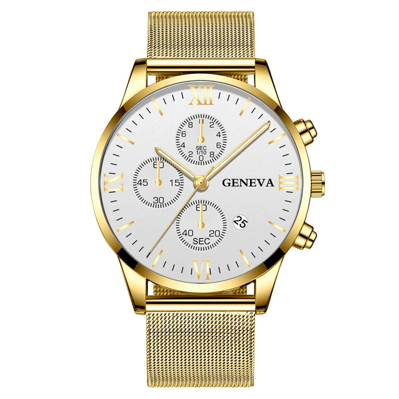 Men's Watch Stainless Steel Metal Milan Belt Mesh Belt Roman Pattern Round Dial Leisure Style - Image 3